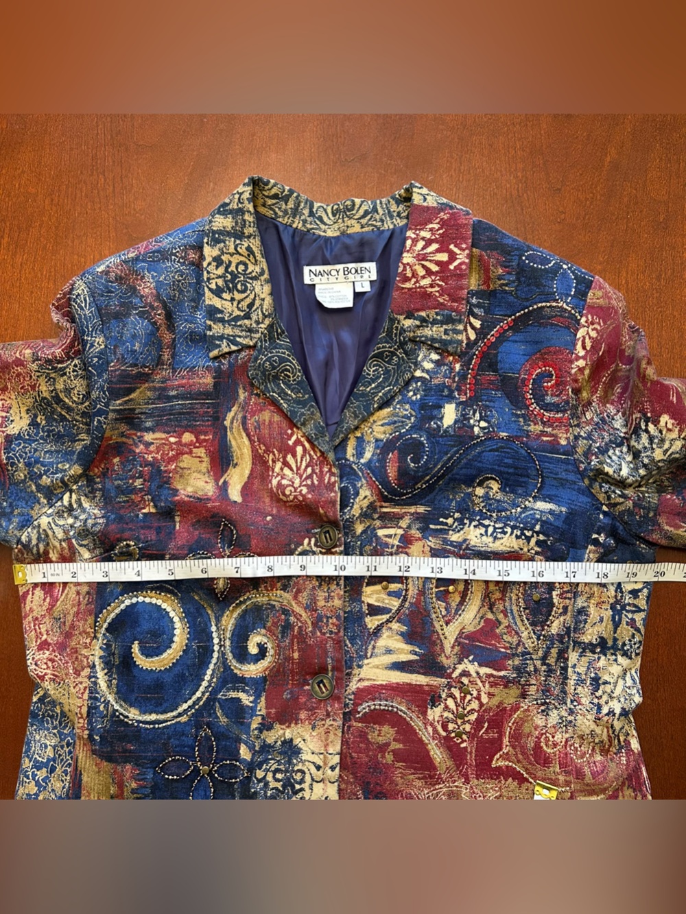 Abstract Paisley Pattern Multi-Color Button-Front Women's Jacket - Picture 5 of 8